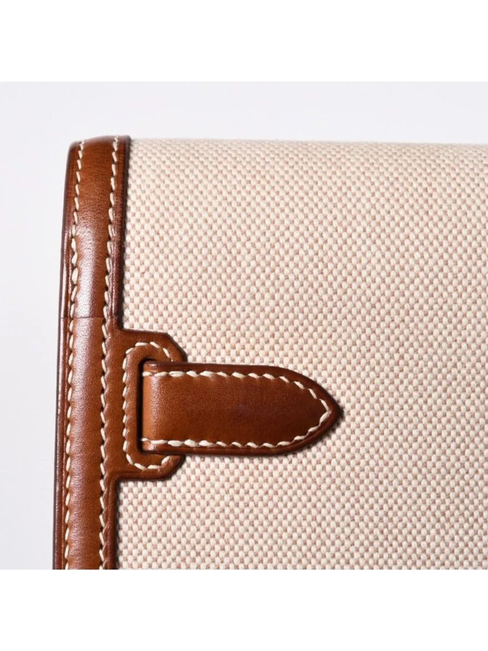 Hermes Kelly Depeches 25 Clutch Beige Brown Toile H Barenia Time